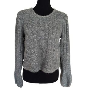 Superdry Sartorial Crop Knit Sweate Gray Size Small
